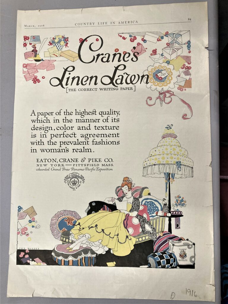Eaton, Crane & Pike magazine ad, 1916