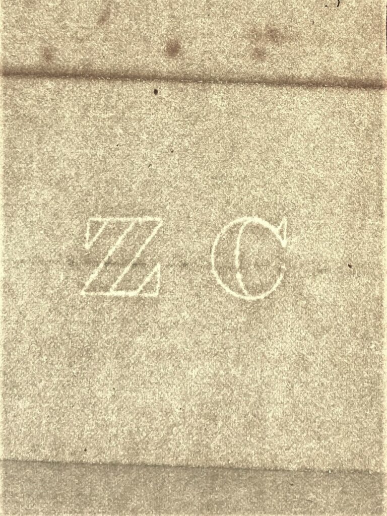 Close-up of ‘ZC’ watermark